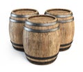 Wooden barrels isolated on white background 3d illustration Royalty Free Stock Photo