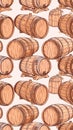 Wooden Barrels Pattern on Beige Background Royalty Free Stock Photo