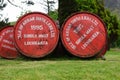 Wooden barrels at Scotch whisky distillery Royalty Free Stock Photo