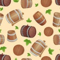 Wooden barrels vector set. Royalty Free Stock Photo