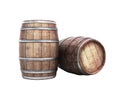 Wooden barrels for wine or wiskey 3d illustration on white no shadow Royalty Free Stock Photo