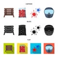 Wooden barricade, protective mask and other accessories. Paintball single icon in cartoon,black,flat style vector symbol Royalty Free Stock Photo