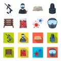 Wooden barricade, protective mask and other accessories. Paintball single icon in cartoon,flat style vector symbol stock Royalty Free Stock Photo