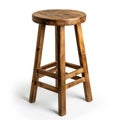 Wooden barstool isolated on white background, perfect for rustic interior designs, Ai Generated