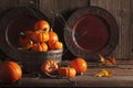 Wooden Basket Filled with Small Pumpkins Royalty Free Stock Photo