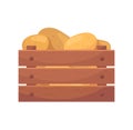 Wooden basket with potatoes concept