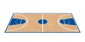 Wooden Basketball Court Floor with Lines. 3d Rendering