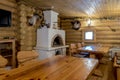 Wooden bath in the traditional old Russian style. Sauna Royalty Free Stock Photo