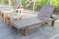 Wooden beach bed Royalty Free Stock Photo