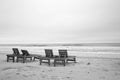 Wooden beach chairs Royalty Free Stock Photo