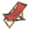 Wooden beach chaise icon cartoon