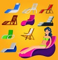 Wooden beach chaise lounge Royalty Free Stock Photo