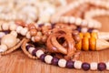 Wooden beads background Royalty Free Stock Photo