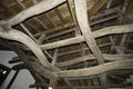 Wooden beams of Hikone castle Royalty Free Stock Photo