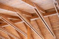 Wooden beams house interior roof detail abstract