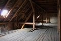 Wooden beams in old loft / attic, roof before construction