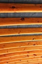 Wooden beams resembling ribs supporting a timber roof. Royalty Free Stock Photo