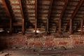 Wooden beams supporting roof