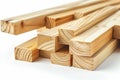 Wooden beams on white background