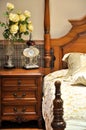 Wooden bed in bedroom Royalty Free Stock Photo