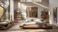 wooden bedroom home Royalty Free Stock Photo