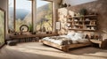 wooden bedroom home Royalty Free Stock Photo