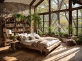 wooden bedroom home Royalty Free Stock Photo