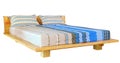 Wooden bed with mattress Royalty Free Stock Photo