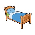 Wooden bed with pillow