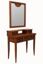 Wooden bedroom dressing table set with mirror Royalty Free Stock Photo