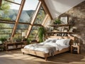 wooden bedroom home Royalty Free Stock Photo