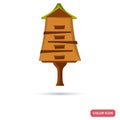 Wooden bee hive color flat icon Royalty Free Stock Photo