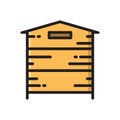 Wooden beehive, bee hive thin line flat style icon Royalty Free Stock Photo