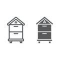 Wooden beehive line and glyph icon