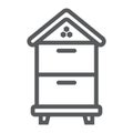 Wooden beehive line icon, farming