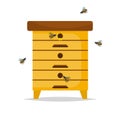 Wooden Beehive on white background.