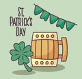 Wooden beer jar with clover of st patrick day Royalty Free Stock Photo
