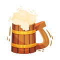 Wooden Beer Mug as Feast of Saint Patrick Symbol Vector Illustration