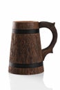 Wooden beer mug isolated on a white background. Royalty Free Stock Photo