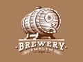 Wooden beer mug logo - vector illustration, brewery design Royalty Free Stock Photo