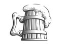 Wooden beer mug - vector illustration on white background Royalty Free Stock Photo