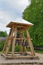 A wooden belfry with bells, Uspensky Svyatogorsky monastery, Pus