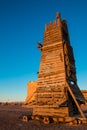 Wooden belfry or siege tower was used to attack the castle walls Royalty Free Stock Photo