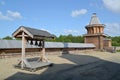 Wooden belfry and watchtower in the territory of the Sacred and Troitsk Trifonov-Pechengsky man's monastery