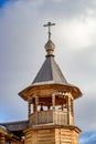 Wooden bell tower Orthodox Church made in the old Russian style Royalty Free Stock Photo