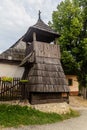 Wooden bell tower in Vlkolinec village in Nizke Tatry mountains, Slovak Royalty Free Stock Photo