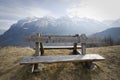 Wooden bench on the alps