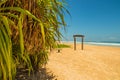 Wooden bench at the beach on the island of Sri Lanka. Royalty Free Stock Photo