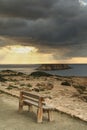 Wooden bench at coast at Cyprus