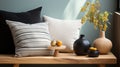 Minimalist Decorative Pillows Scene With Striped Arrangements Royalty Free Stock Photo